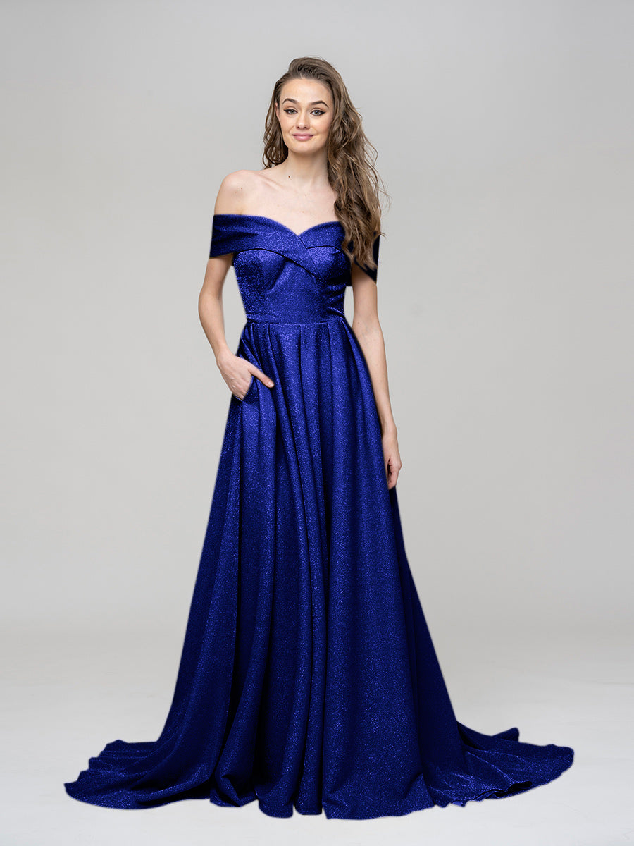Off The Shoulder Sweetheart A Line Long Prom Dresses
