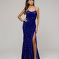 Scoop Neckline Long Sequin Prom Gown With Side Split