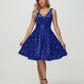 Straps V Neck Velvet Sequin A Line Homecoming Dresses