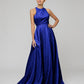 Gold Long Scoop A Line Formal Party Prom Dresses