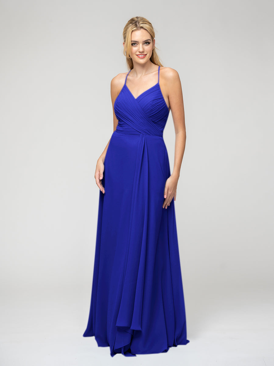 Sweetheart Chiffon Long Bridesmaid Dresses With Crisscross Back