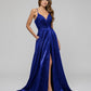 Plunging V Neck Ruched A Line Prom Dresses