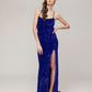 Glitter Sequin Spaghetti Strap Fitted Special Occasion Party Dresses