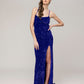 Glitter Sequin Spaghetti Strap Fitted Special Occasion Party Dresses