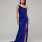 Open Back Sparkly Sequin Fitted Prom Dresses With Split