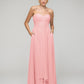 A Line Chiffon Strapless Bridesmaid Dresses With Ribbons