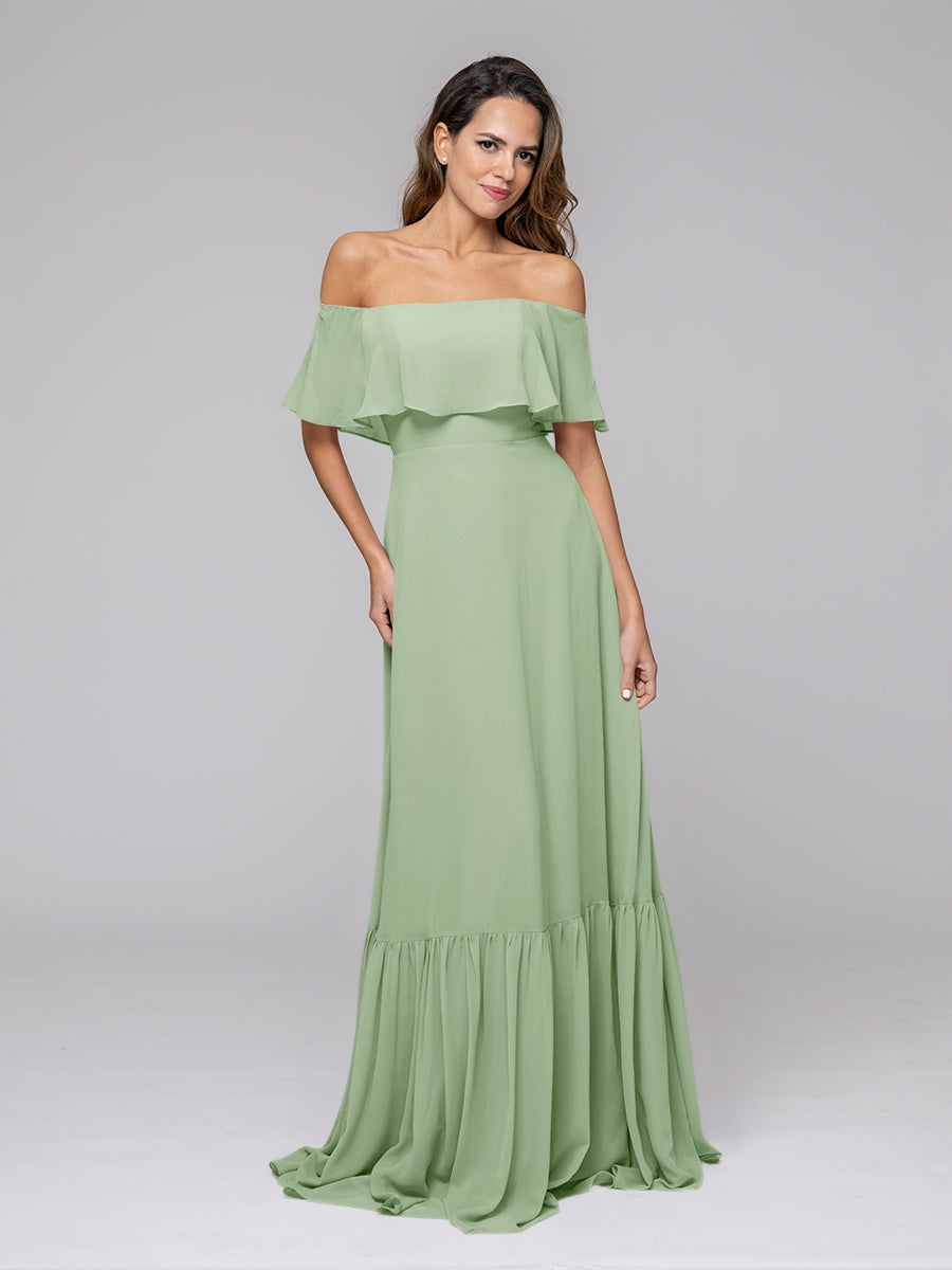 Bohemia A Line Chiffon Off The Shoulder Bridesmaid Dresses