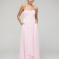 A Line Chiffon Strapless Bridesmaid Dresses With Ribbons