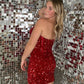 Sexy Fitted Sweetheart Sleeveless Short Velvet Sequin Prom Dress