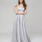 Floor Length Spaghetti Strap Metallic Glitter Prom Dresses