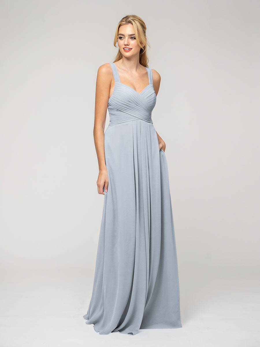 A Line Sweetheart Neckline Chiffon Straps Bridesmaid Dresses 