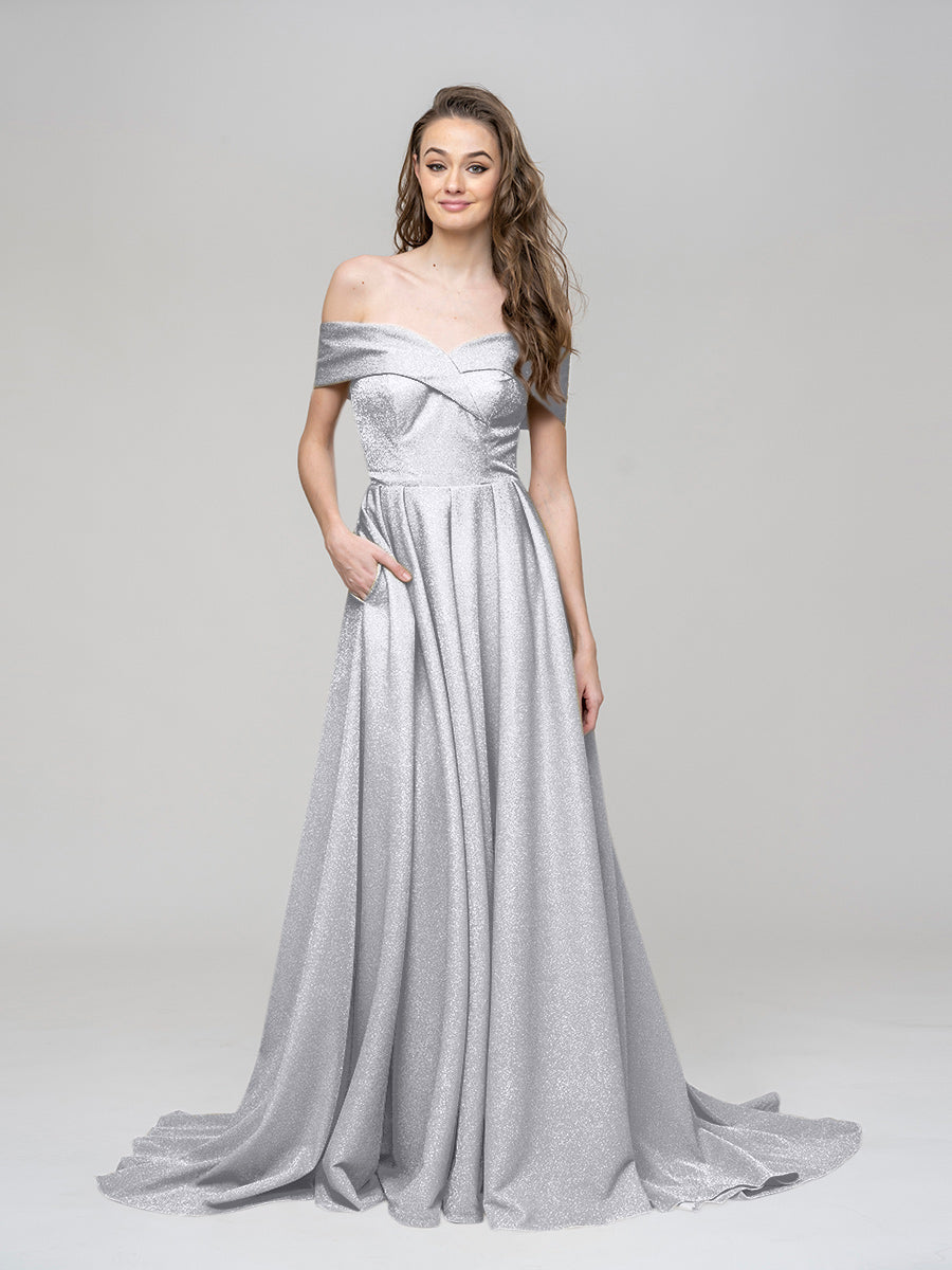 Off The Shoulder Sweetheart A Line Long Prom Dresses