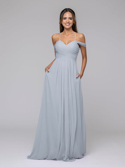 Chiffon Sweetheart Cold Shoulder Crisscross Back Bridesmaid Dresses