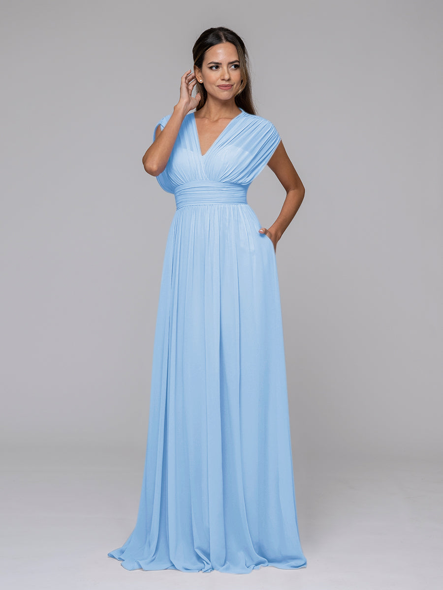 sky blue chiffon bridesmaid dresses