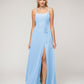 A Line Scoop Neckline Chiffon Slit Belt Bridesmaid Dresses