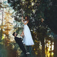 Nude Scoop Neckline Applique Slit Wedding Dresses