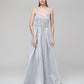 Plunging V Neck Criss Cross Back A Line Prom Dresses