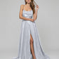 Pockets A Line Halter Prom Dresses With Criss Cross Back