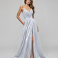 Plunging V Neck Ruched A Line Prom Dresses