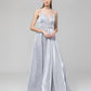 A Line Metallic Glitter Formal Party Prom Dresses With Beaded Waist