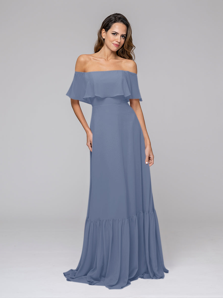 Bohemia A Line Chiffon Off The Shoulder Bridesmaid Dresses