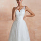 Straps V Neck Applique A Line Wedding Dresses