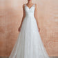 Straps V Neck Applique A Line Wedding Dresses