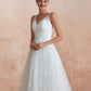 Straps V Neck Applique A Line Wedding Dresses