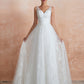 Straps V Neck Applique A Line Wedding Dresses