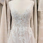 V Neck Applique Bodice A Line Tulle Wedding Dresses