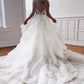 Spaghetti Strap V Neck A Line Tiered Wedding Dresses