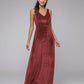 Velvet V Neck Straps A Line Long Bridesmaid Dresses