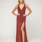 Sheath Floor Length Plunging V Neck Velvet Bridesmaid Dresses