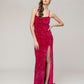 Glitter Sequin Spaghetti Strap Fitted Special Occasion Party Dresses