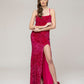 Glitter Sequin Spaghetti Strap Fitted Special Occasion Party Dresses