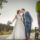 Classic Cap Sleeve High Neck Applique A Line Wedding Dresses