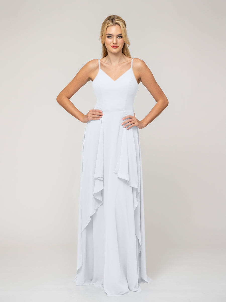 A Line Princess Spaghetti Strap Chiffon Bridesmaid Dresses