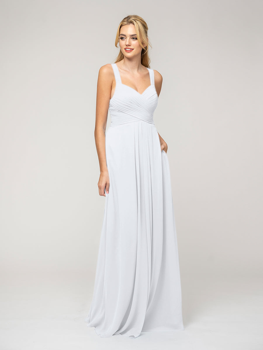 A Line Sweetheart Neckline Chiffon Straps Bridesmaid Dresses 