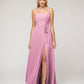 A Line Scoop Neckline Chiffon Slit Belt Bridesmaid Dresses