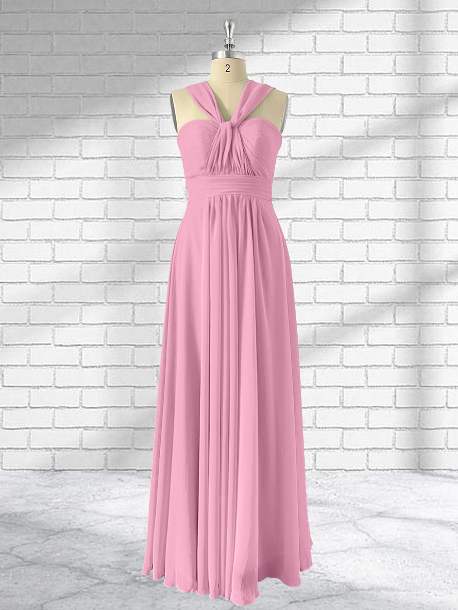 Floor Length Chiffon A Line Convertible Bridesmaid Dresses