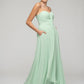 A Line Chiffon Strapless Bridesmaid Dresses With Ribbons