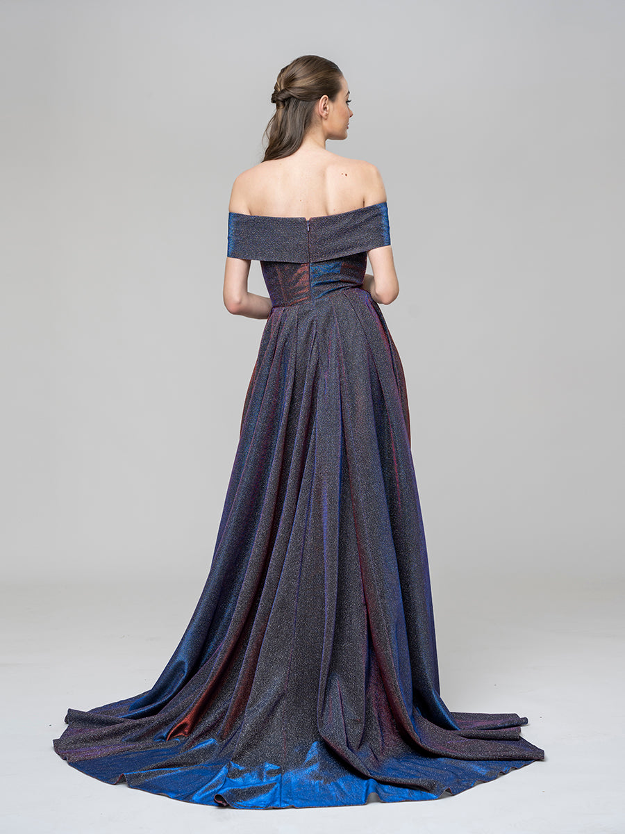 A Line Off The Shoulder Long Prom Dresses With Pockets