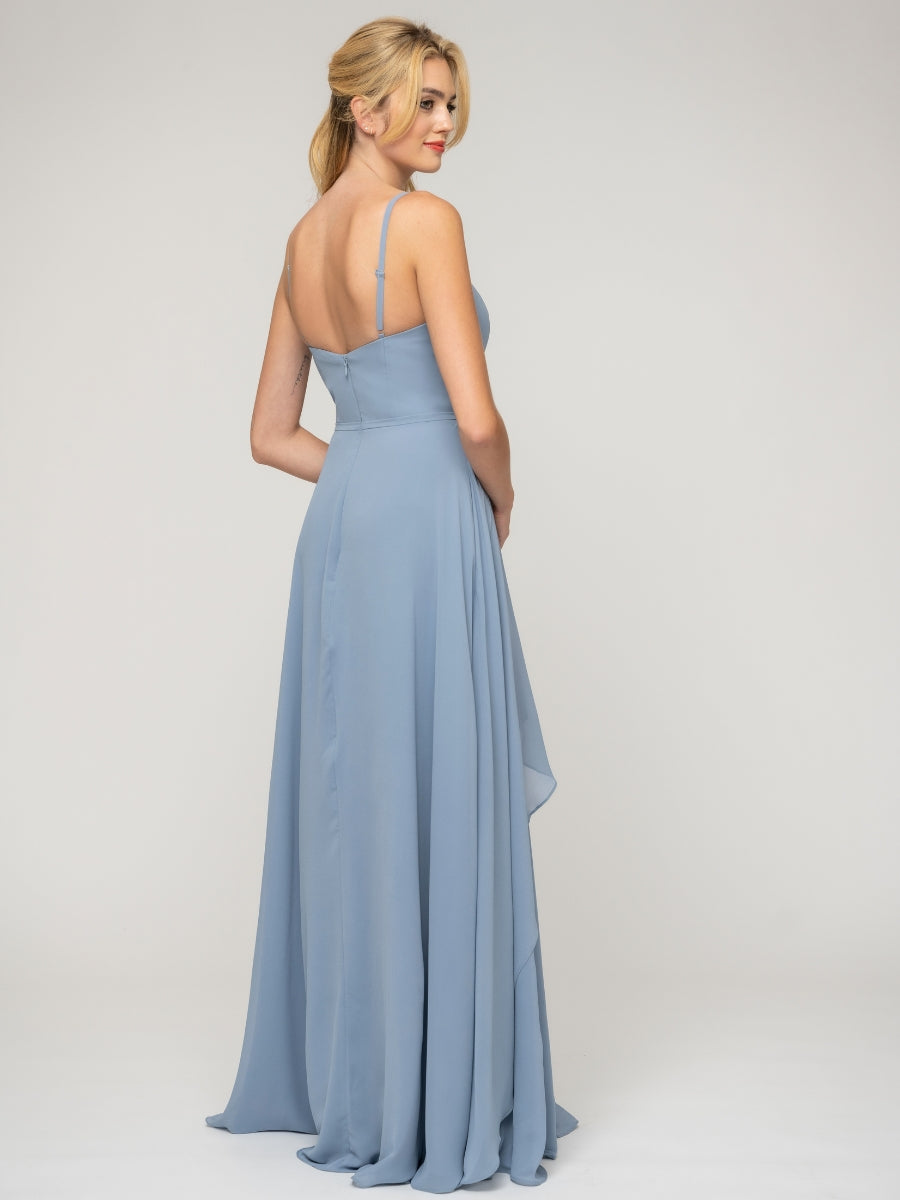 A Line Princess Spaghetti Strap Chiffon Bridesmaid Dresses