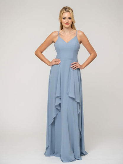 A Line Princess Spaghetti Strap Chiffon Bridesmaid Dresses