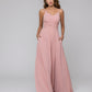 A Line Spaghetti Strap Chiffon Bridesmaid Dresses With Knot