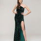 All Over Sequin One Shoulder Fitted Long Prom Dresses