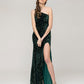 All Over Sequin One Shoulder Fitted Long Prom Dresses