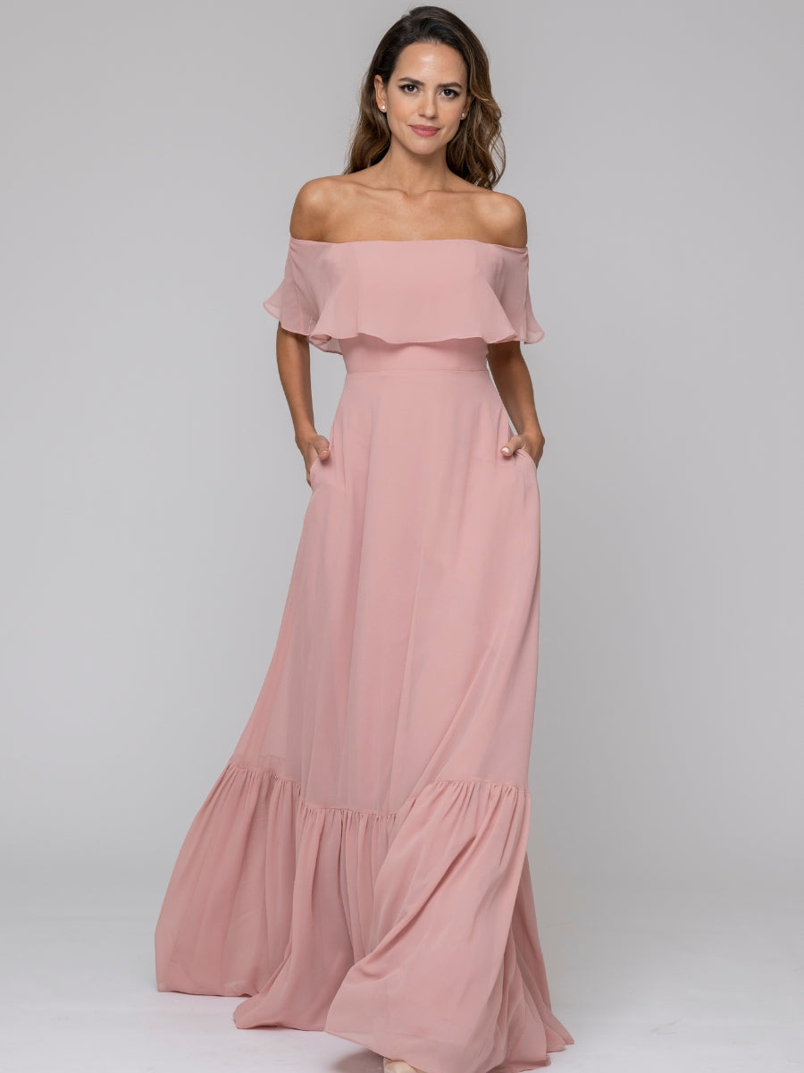 Bohemia A Line Chiffon Off The Shoulder Bridesmaid Dresses