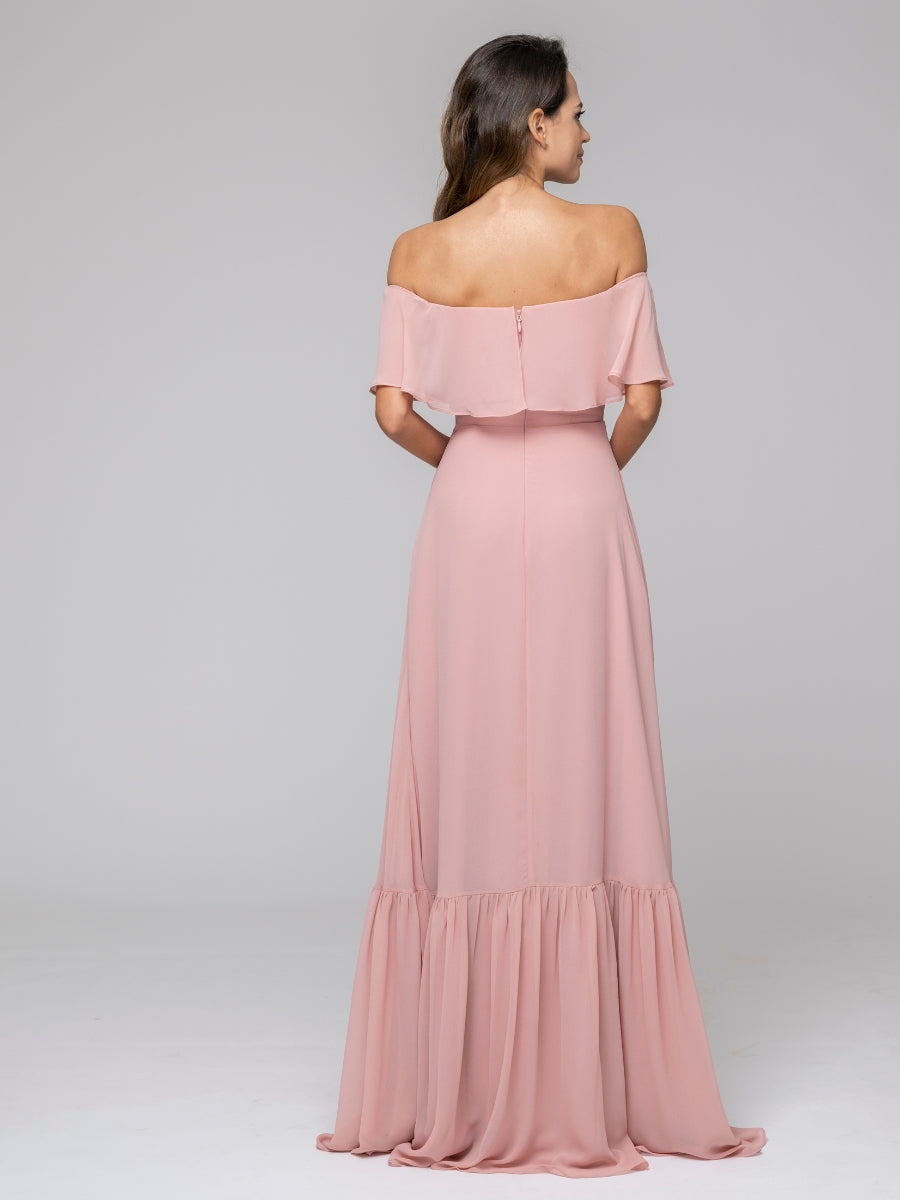 Bohemia A Line Chiffon Off The Shoulder Bridesmaid Dresses