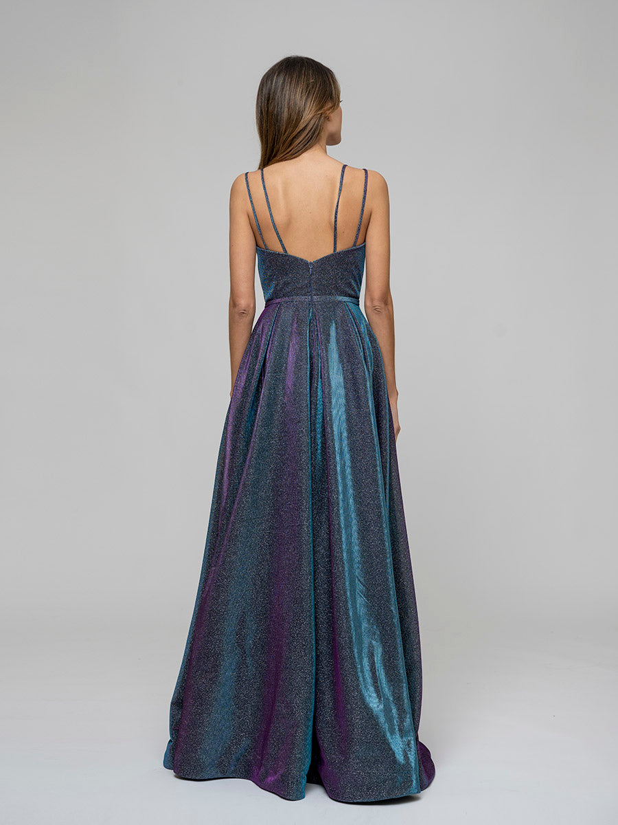 Floor Length Metallic Glitter A Line Prom Dresses